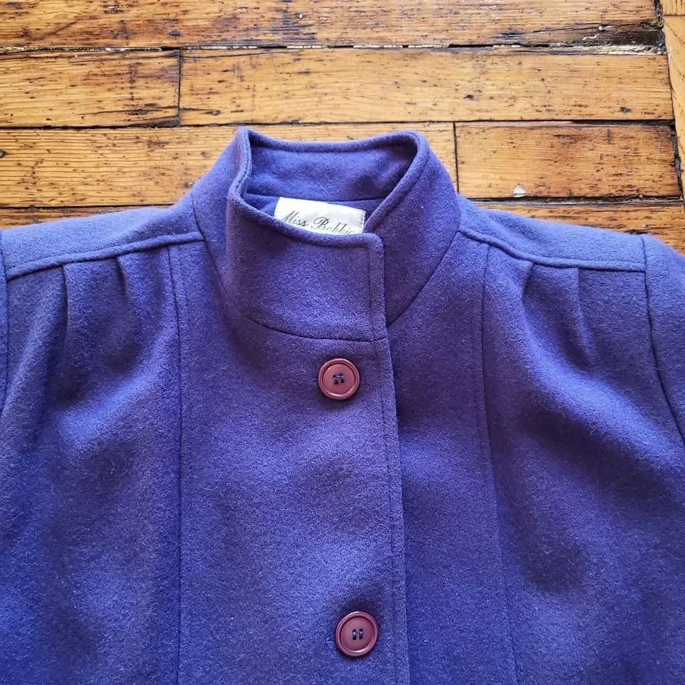 Miss Bobbie Vintage 1960s Wool Coat Blue‎